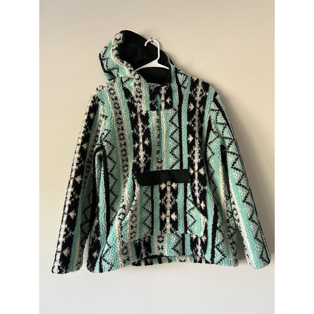 90s Streetwear Crazy Train Fiesta Deep Pile Fleece Hoodie Women’s Size Medium